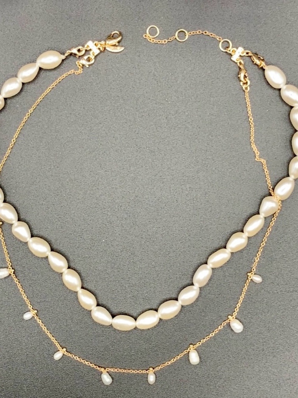 Banana Republic Double Strand Faux Pearl and Gold Necklace